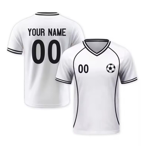 Maillot de football personnalisé, uniforme de football sublimé avec logo et numéros, unisexe, adultes, 100% polyester, évacuation de l'humidité, col en V - Product Image 6