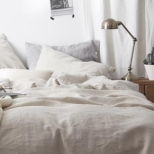 Ensemble de housse de couette en lin stonewashed blanc standard, vente en gros, avec 1 housse de couette et 2 taies d'oreiller - Product Image 4