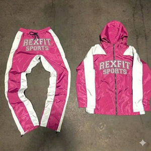 Wholesale Custom Made Design Windbreaker Tracksuit Hooded Jacket and <b>Pants</b> Lightweight Sportswear Set For Men's REXFIT SPORTS - Product Image 3