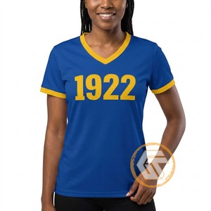 T-shirt personnalisé pour femmes de la sororité Sigma Gamma Rho, jersey polyester/coton, été, écologique, haute qualité, col en V, manches courtes - Product Image 4