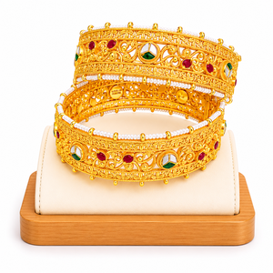 Zyvory 925 Silver Traditional Designer Kada <b>Bangles</b> <b>Set</b> for Women Wedding Jewelry Hall Mark & HUID Certified - Product Image 1