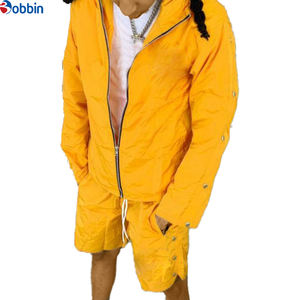 Comfortable Custom Design Style Windbreaker Tracksuits Button Short Sets Unisex Summer Windbreaker 2 Piece Set for Men - Product Image 6