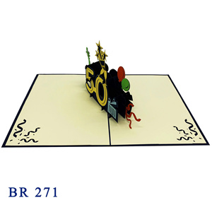 Tarjeta de cumpleaños emergente 3D hecha a mano, diseño de celebración feliz 50, Vietnam con láser de papel cortado, manualidades, letras, estilo, regalo de fiesta - Product Image 3