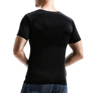 Camiseta de Hombre Azul Claro, Corte Ajustado, Manga Corta, Cuello Redondo, Secado Rápido, Tejido de Poliéster, Color Sólido, Casual, OEM ODM - Product Image 6