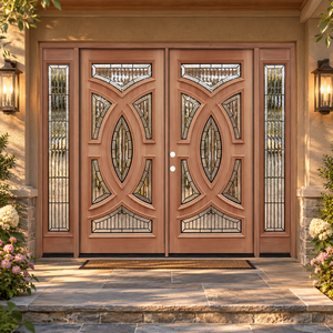 Puerta de Entrada de Madera Sólida Golden Aero, Diseño Circular CNC, Soporte Personalizado, Apertura Manual, Diseño Contemporáneo para Apartamento o Villa - Product Image 5