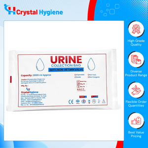 Sac de drainage urinaire stérile Crysto Drain de bonne qualité, fabriqué en Inde, avec connecteur à étages anti-reflux et support, pour les acheteurs en gros - Product Image 4