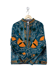 <b>Womens</b> Suzani Embroidered Cotton <b>Velvet</b> Jacket Handmade Floral Boho Ethnic Indian Winter <b>Coat</b> Stand Collar Breathable Wholesale - Product Image 6