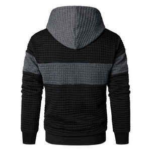 Sweat-shirt à capuche en tricot pour homme, à blocs de couleur, manches régulières, style automne - Product Image 2
