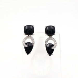 925 Sterling Silver Natural <b>Black</b> <b>Onyx</b> Pendant and <b>Earring</b> Set Rhodium Plated OEM ODM Fine Jewelry - Product Image 5