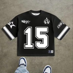 Maillot de football américain rétro personnalisé Exeliq, streetwear, respirant, sans manches, col en V, coupe classique, 100% polyester tissé - Product Image 1