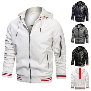 Veste en cuir élégante personnalisée pour hommes, veste en cuir à capuche de haute qualité pour moto, veste décontractée tendance à fermeture éclair pour hommes, séchage rapide - Product Image 3