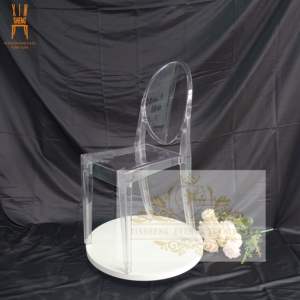 Venta al por mayor <span class=keywords><strong>barato</strong></span> transparente de acrílico Hotel fantasma silla apilable duradera para banquetes eventos <span class=keywords><strong>alquiler</strong></span> hecho de plástico duradero - Product Image 4