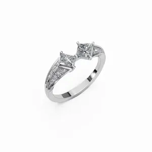 Anillo de Diamantes Cultivados en Laboratorio Shine Designer con Corte Princesa Redondo, Juego de 9 Piezas, Certificado IGI, Claridad VVS, Joyería de Oro de Lujo para Mujer - Product Image 2