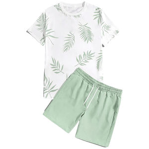 Ensemble T-shirt et short décontracté uni pour homme – Vêtements de sport en gros, coupe oversize, séchage rapide, nouveau design - Product Image 1