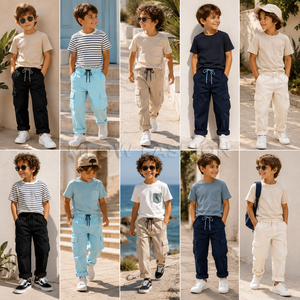 Ready Shipping Stock Cargo Pants for Boys Knee Length Elastic Waist Solid Color Casual Trousers With Patch Pockets Lightweight - Product Image 6