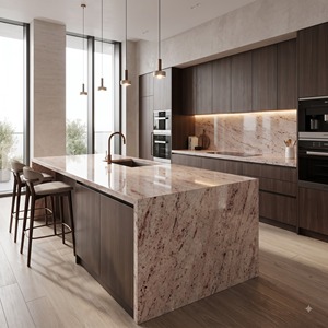 Dalle de granit naturel Fraise Ivoire, légère et polie, pour plan de travail de cuisine, plateau de salle de sport, revêtement mural et de sol - Product Image 4