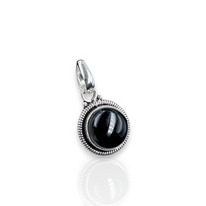 Pendentif en argent onyx noir fait main, cabochon rond, bijoux en gros, collier avec chaîne de 20 pouces - Product Image 5