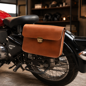 Sacoche latérale en cuir marron pour moto, sacoche vintage pour vélo, rangement de bagages, accessoire de tourisme Royal Enfield - Product Image 1