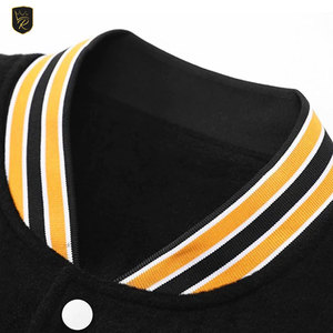 Contrast Sleeve Design Letterman Fashion Jacket Wool Blend Body <b>Covered</b> <b>Button</b> Street Casual Outdoor Wear Comfortable Daily Use - Product Image 3