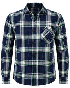 Chemise en flanelle à carreaux vert marine pour homme, coupe ajustée, manches longues, boutonnée, en coton, style décontracté, tendance, fabriquée sur mesure - Product Image 2