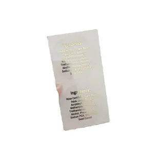 Novo design personalizado impressão ingrediente lista rotulagem adesivos cosméticos com folha de ouro para lábios cosméticos creme