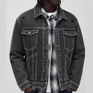 New 2026 High Quality Canvas <b>Jacket</b> Oem Designs Men's <b>Jackets</b> Wholesale Custom Washed Black Denim <b>Jacket</b> - Product Image 1