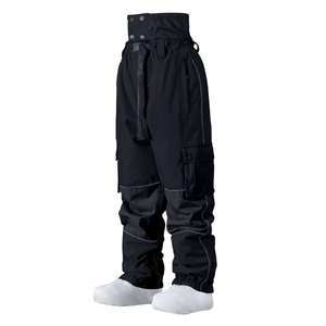 Pantalones de Esquí Unisex Impermeables y Cortavientos 10,000mm, Negros, de Poliéster, con Cordón Ajustable, para Deportes de Invierno al Aire Libre - Product Image 1