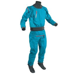 Unisex Teal Waterproof Polyester <b>Work</b> Coverall with <b>Black</b> Trim and Zippered Pockets for Industrial Use - Product Image 1