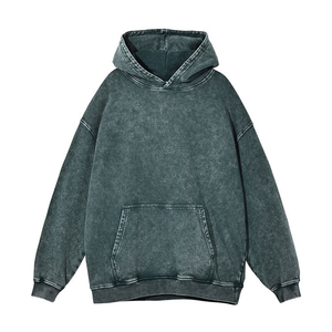 Sudadera con Capucha Extra Grande de Algodón 100% Personalizada al por Mayor para Hombre, Estilo Vintage Lavado con Ácido, Otoño - Product Image 2