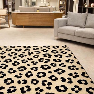 พรมลายเสือดาวทันสมัย สีดำเบจ ลายสัตว์ พรมทอมือขนาดใหญ่ สำหรับห้องนั่งเล่น ห้องนอน พรมปูพื้นนุ่มตกแต่ง - Product Image 2