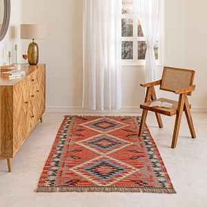 Alfombras Kilim de yute y lana tejidas a mano multicolor de diseño para sala de estar, dormitorio y estudio - Product Image 2