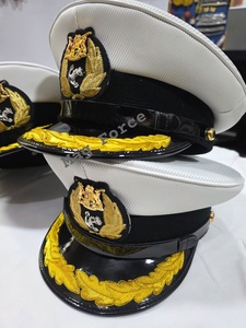 Premium Custom Embroidered Outdoor Cap Gold Metallic Badge Decorative Laurel Embroidery Adjustable Formal Uniform Hat 100% Wool - Product Image 4