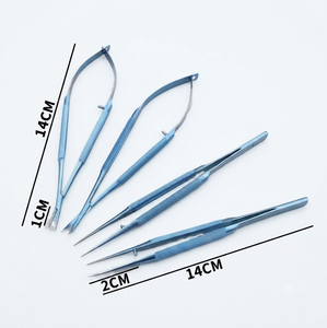 ชุดเครื่องมือผ่าตัด กรรไกรขนาดเล็ก ที่จับเข็ม คีมจับแผ่นบาง คีมจับฟัน 1x2 สีฟ้า แบบใช้มือ ได้รับการรับรองมาตรฐาน CE สำหรับการผ่าตัดทั่วไป - Product Image 4