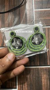 Beaded Earrings Embroidery Wholesale Hand Made Fashion blue Color Earrings <b>Artificial</b> Jewelry for Women Earrings <b>Best</b> Quality - Product Image 5