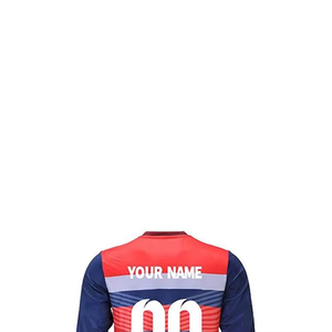 Camiseta de Fútbol Sublimada para Hombre, Cuello en V, Manga Larga, Absorbe la Humedad, Diseño a Rayas de Poliéster, Ropa Deportiva para Todas las Temporadas - Product Image 3