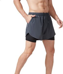 Custom Logo Men's Double <b>Layer</b> Blank Sports Athletic Workout Running Gym Shorts With Liner Breathable 2 In 1 Activewear Shorts - Product Image 1