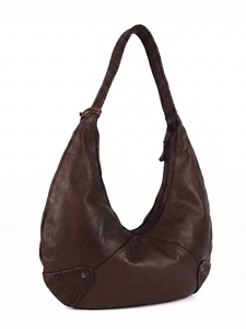 Sac Hobo Vintage en Cuir Marron Foncé pour Femme, Sac à Bandoulière Unique, Sac à Main Souple Effet Vieilli, Sac Cabas avec Fermeture Éclair - Product Image 3