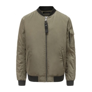Chaqueta Bomber Verde Oliva para Hombre, Sin Cierre de Cremallera, Cuello Alto, Estilo Casual, Impermeable, Transpirable, Reversible, Material de Poliéster - Product Image 1