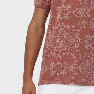 Polo pour homme en tissu tricoté en coton de luxe, imprimé floral, séchage rapide, évacuation de l'humidité, respirant, style décontracté - Product Image 5