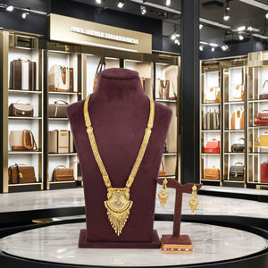 Ensemble de bijoux longs plaqués or 14K, 18K, 24K en gros, ensemble de bijoux au design traditionnel, colliers de mode en laiton plaqué or. - Product Image 2