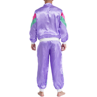 Conjunto Deportivo Estilo Y2K para Hombre, Bloques de Color Morado, Rosa y Verde, Manga Larga, Cuello Alto, Cierre de Cremallera, Ropa de Primavera
