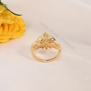 Natural Aquamarine Pear Cut Bridal Ring 925 Sterling <b>Silver</b> & <b>Solid</b> Gold Fine Jewelry OEM ODM Wholesale Supplier - Product Image 3