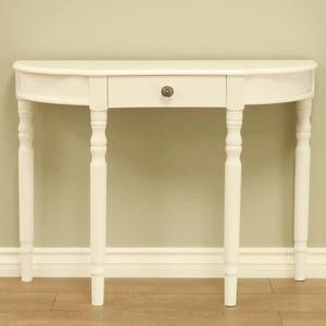 Mesa Consola Moderna Blanca para Sala de Estar, Forma de Media Luna, con un Cajón, Mueble Combinado para Entrada - Product Image 2