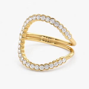 Bague en or 14 carats avec cercle ouvert et diamants 0,55 carat, élégante bande festonnée, diamants de laboratoire ronds G VS1, bague éternité spirale ouverte spectaculaire - Product Image 3