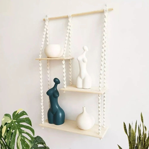 Handmade Simple & Beautiful Multi-Tier Wall Shelf <b>White</b> Wooden Wall <b>Hanging</b> Shelves Decorative Storage Shelf for Home Décor - Product Image 1