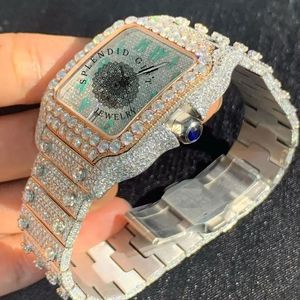 Reloj de Diamantes de Lujo Splendid Gift Jewelry para Hombre, Caja de 28 mm, Movimiento de Cuarzo ETA Analógico, Cristal de Zafiro, Correa de Moissanita Plateada, 10 m - Product Image 3