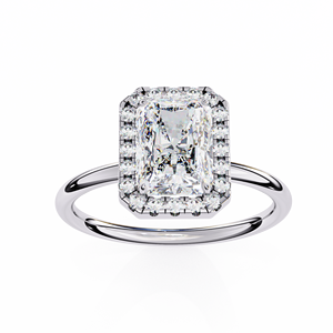 Bague de fiançailles classique Halo 2 carats en diamant de laboratoire taille radiant, or 14 carats, rapport IGI, diamant VS1 E pour anniversaire et mariage - Product Image 5