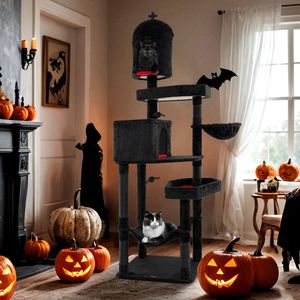 Árbol para Gatos Estilo Gótico con 2 Condominios para Gatos y Cama en Forma de Ataúd para Gatos de Interior - Product Image 2