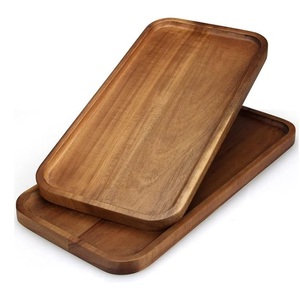 Colección de Bandejas de Madera Maciza con Acabado en Nogal Hechas a Mano, Platos Decorativos Rectangulares y Ovalados de Madera para Hotel y Restaurante - Product Image 2