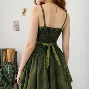 Vestido Corsé Gótico Vintage Verde Bosque para Mujer con Corsé de Encaje, Dobladillo Bordado con Diseño de Pañuelo, Sin Mangas, Estilo Cottage Core, Nuevo - Product Image 3